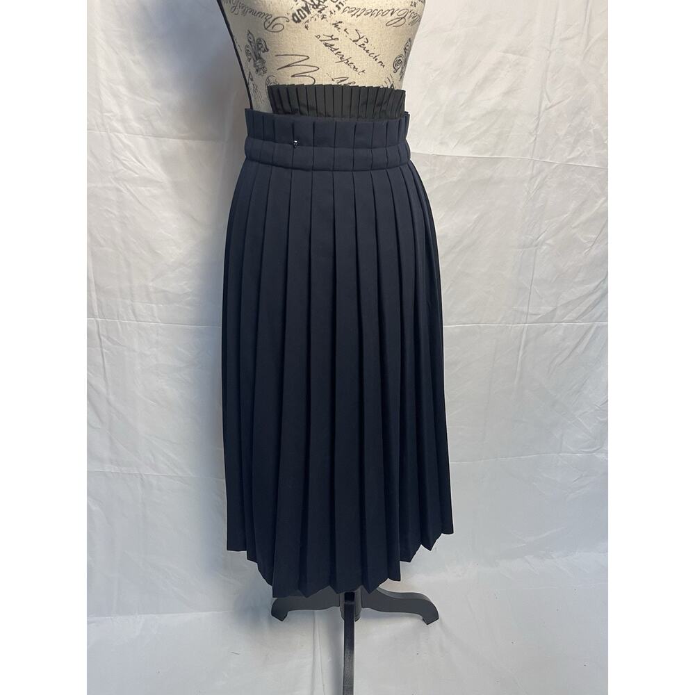Sportmax Code Pleated Midi Skirt High Waist Belted Black Designer Size 0